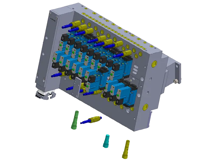 Bloc incliné avec limiteur de débit en façade